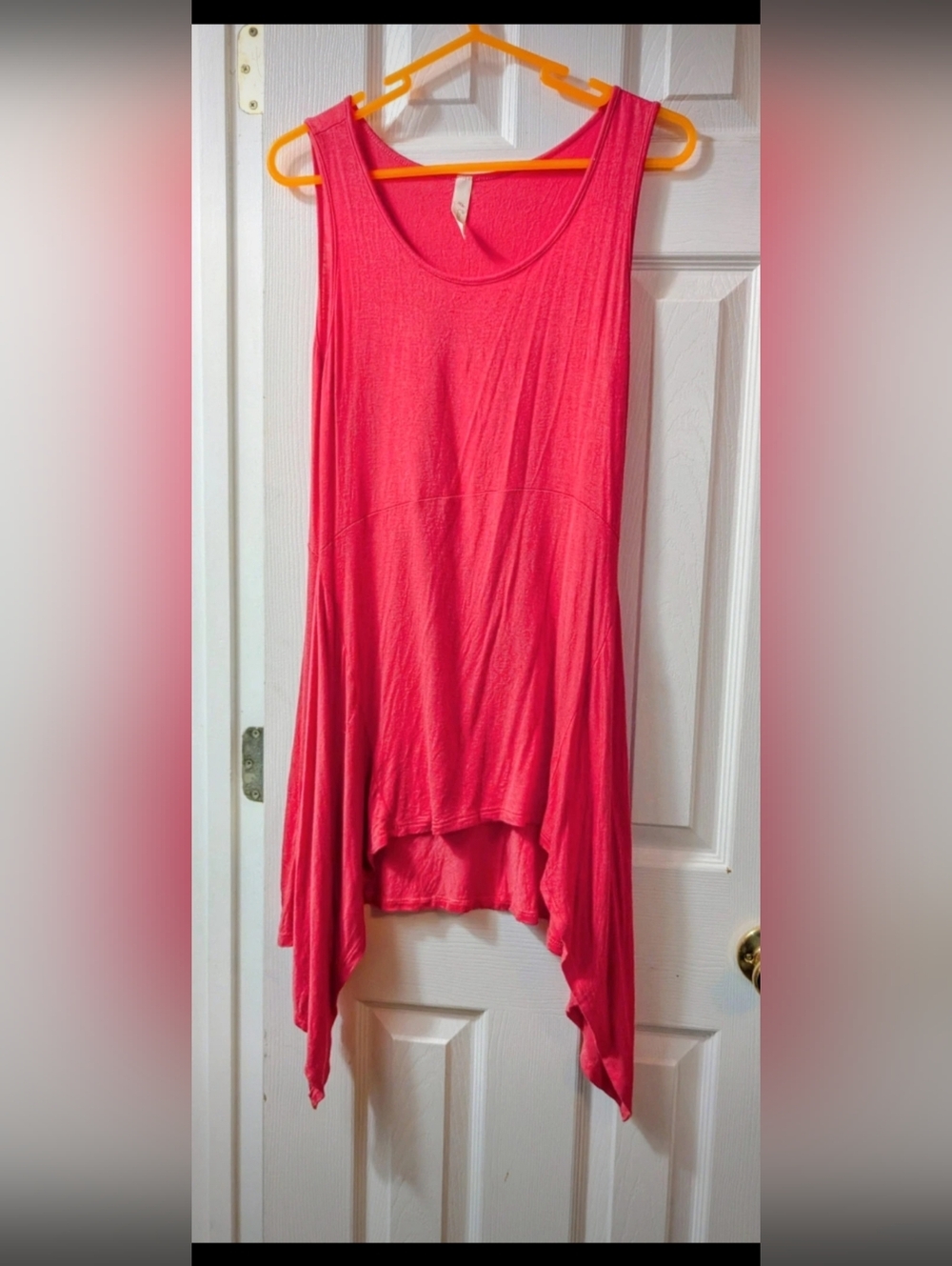 Candy Rose Dress Women Medium Pink Handkerchief Hem Sleeveless Boho Flowy Tunic - Picture 2 of 8